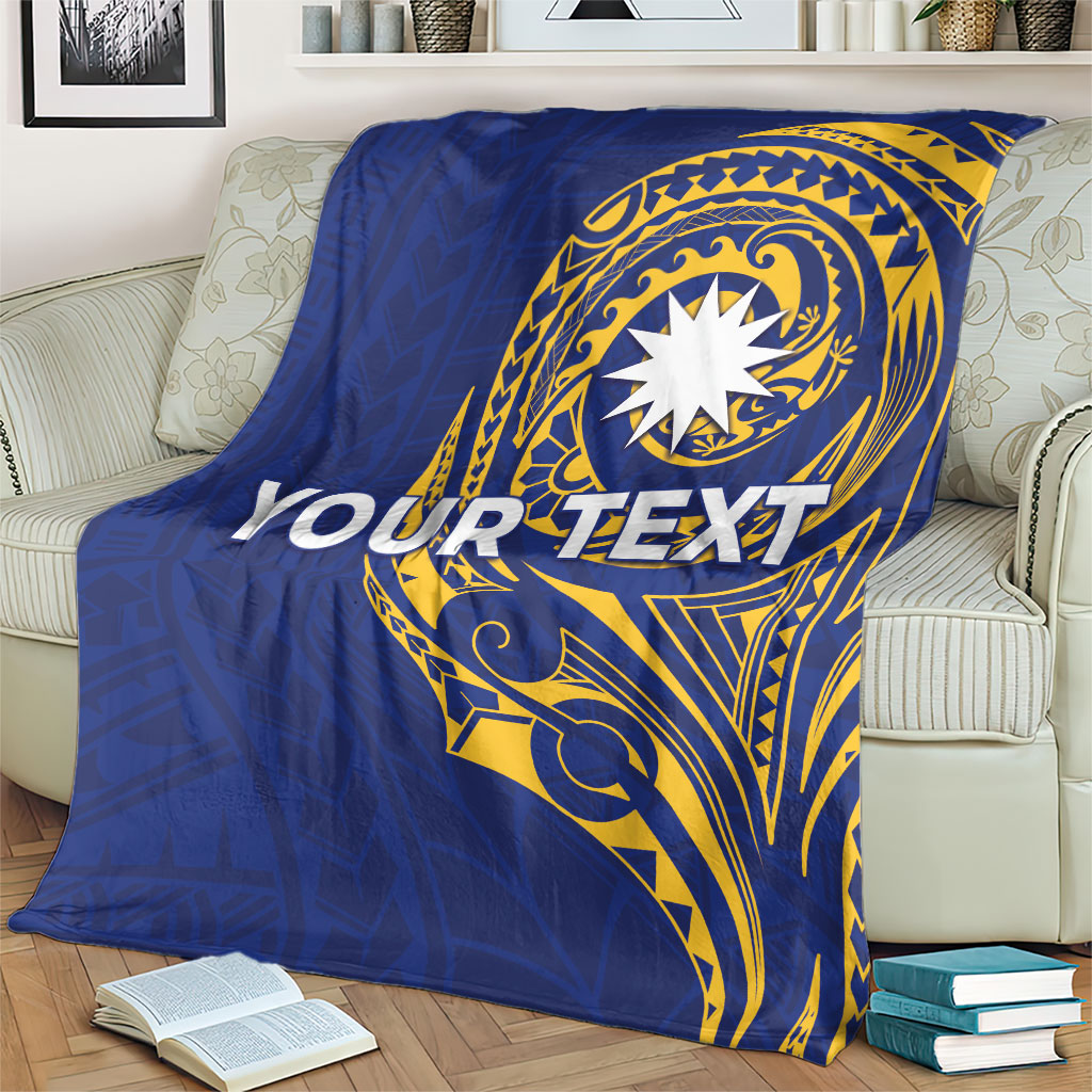 Personalised Nauru Angam Day Blanket Gold Navy Tribal Pattern