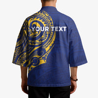 Personalised Nauru Angam Day Kimono Gold Navy Tribal Pattern