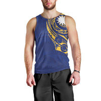 Personalised Nauru Angam Day Men Tank Top Gold Navy Tribal Pattern