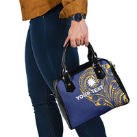 Personalised Nauru Angam Day Shoulder Handbag Gold Navy Tribal Pattern