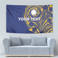 Personalised Nauru Angam Day Tapestry Gold Navy Tribal Pattern