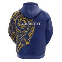 Personalised Nauru Angam Day Zip Hoodie Gold Navy Tribal Pattern