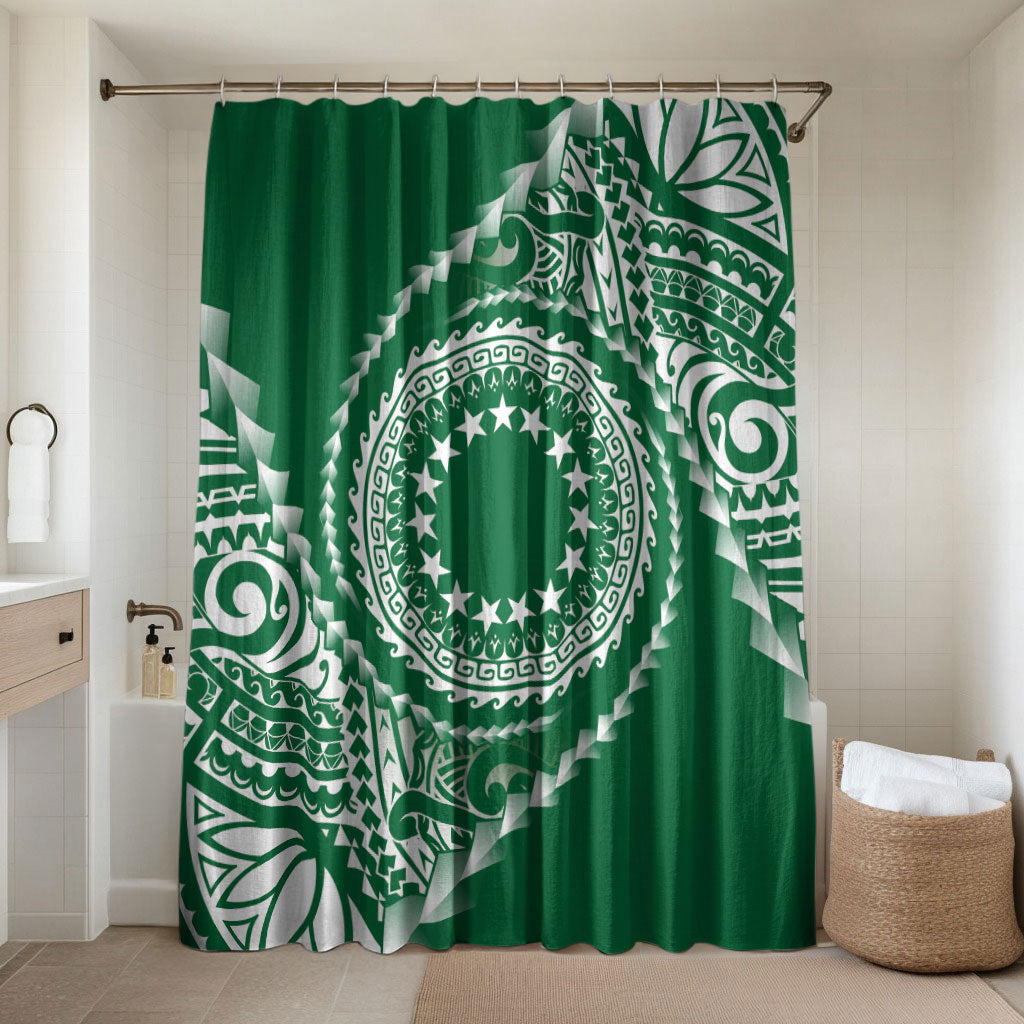 Cook Islands Gospel Day Bathroom Set Green Tribal Curves