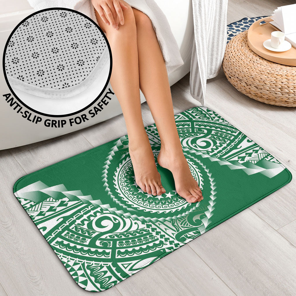 Cook Islands Gospel Day Bathroom Set Green Tribal Curves