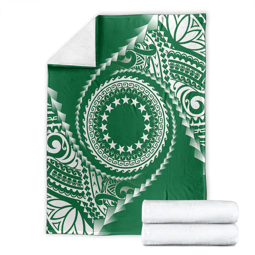 Cook Islands Gospel Day Blanket Green Tribal Curves