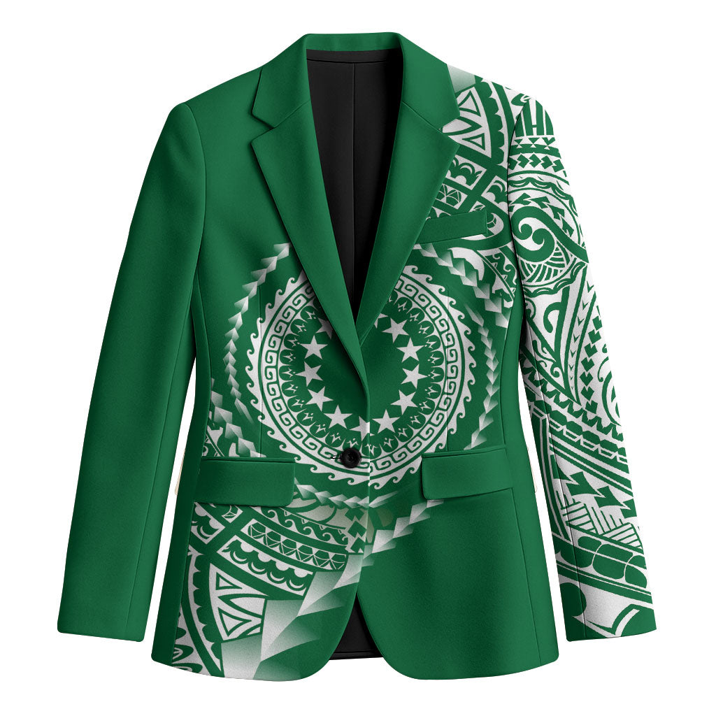 Cook Islands Gospel Day Blazer Green Tribal Curves LT05 Unisex Green - Polynesian Pride
