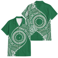 Cook Islands Gospel Day Family Matching Mermaid Dress and Hawaiian Shirt Green Tribal Curves