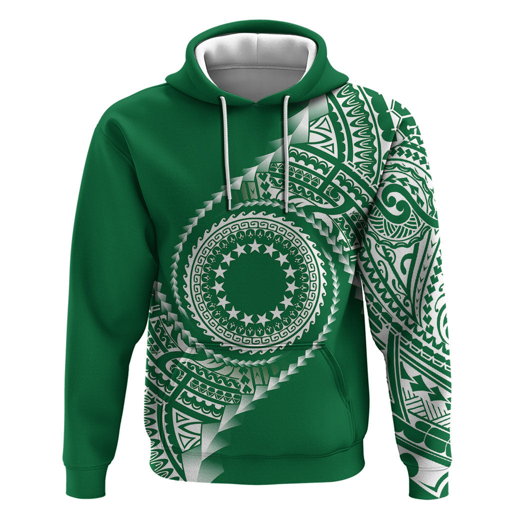 Cook Islands Gospel Day Hoodie Green Tribal Curves LT05 Pullover Hoodie Green - Polynesian Pride