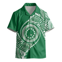 Cook Islands Gospel Day Kid Hawaiian Shirt Green Tribal Curves