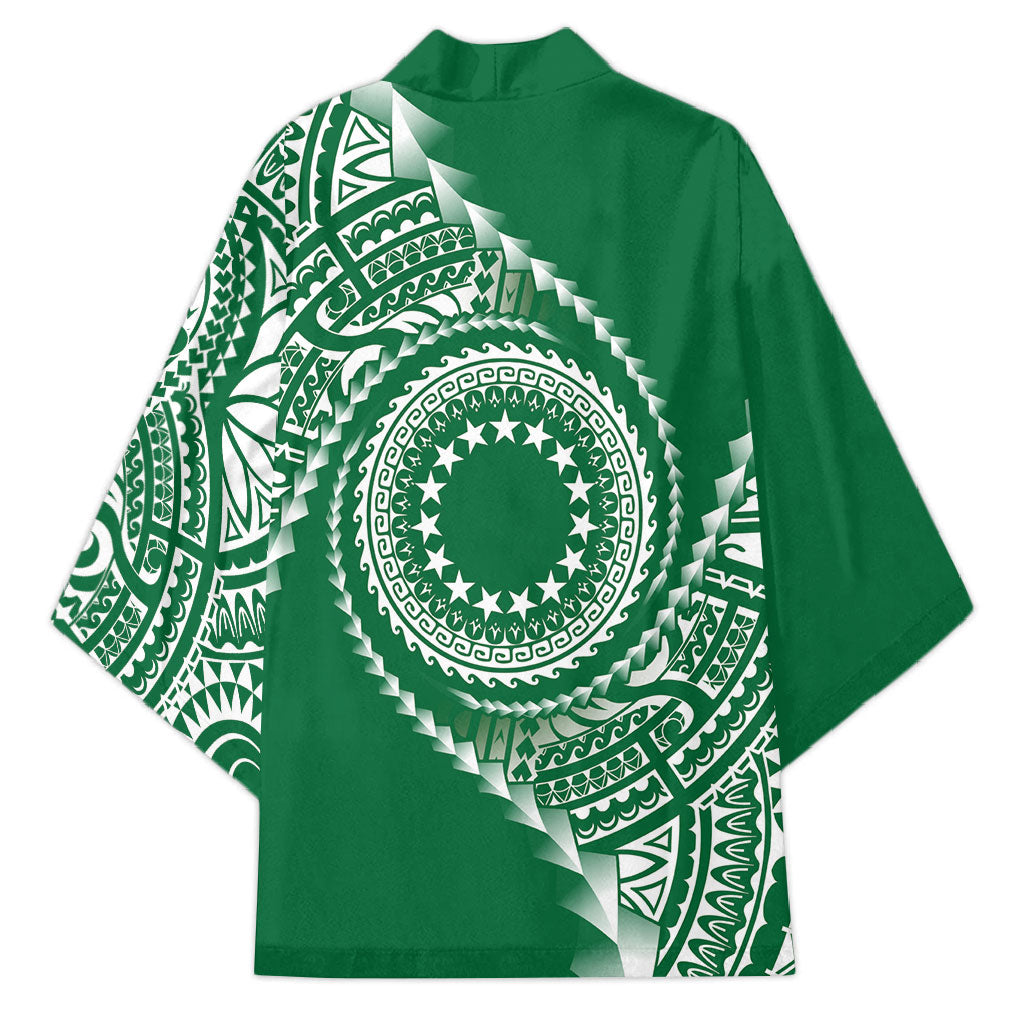 Cook Islands Gospel Day Kimono Green Tribal Curves
