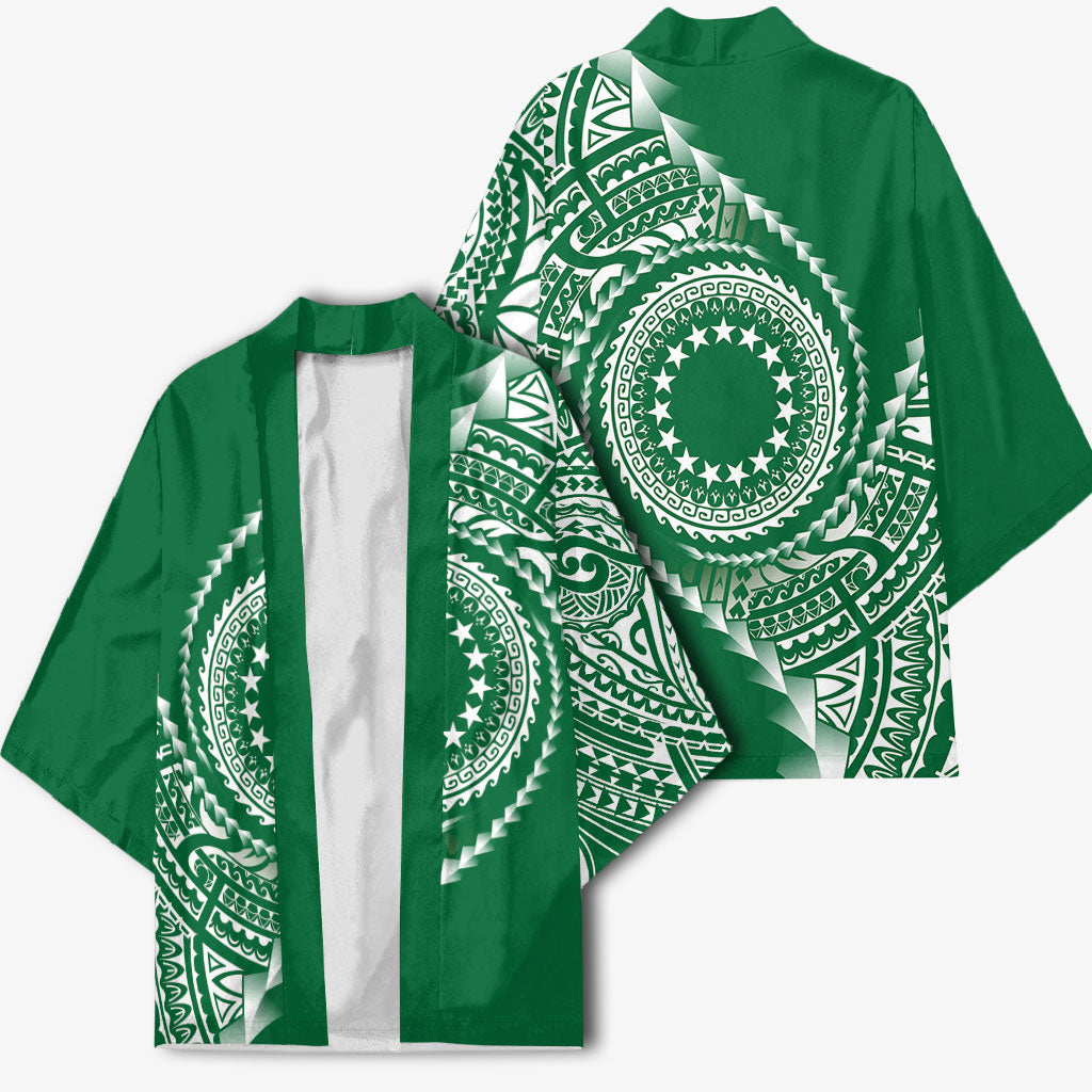 Cook Islands Gospel Day Kimono Green Tribal Curves