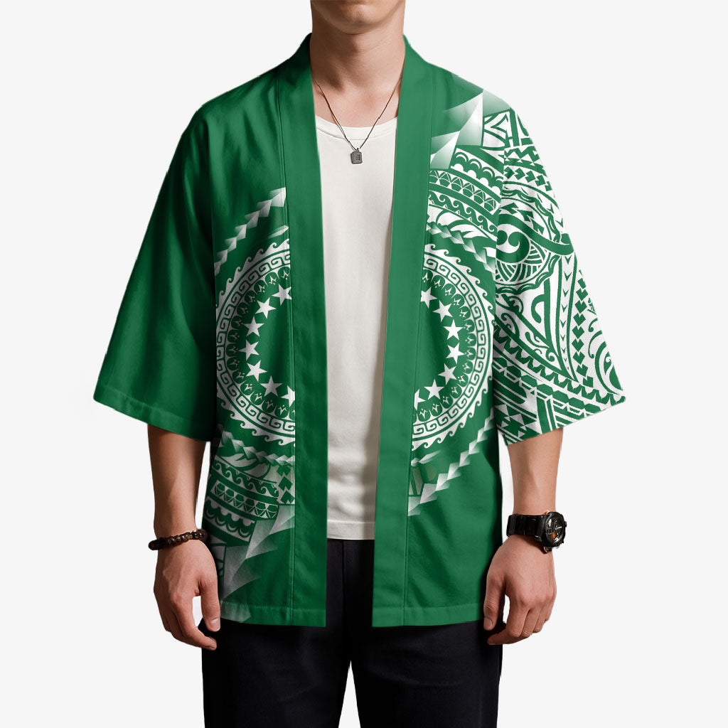 Cook Islands Gospel Day Kimono Green Tribal Curves