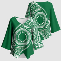 Cook Islands Gospel Day Kimono Sleeve Blouse Green Tribal Curves