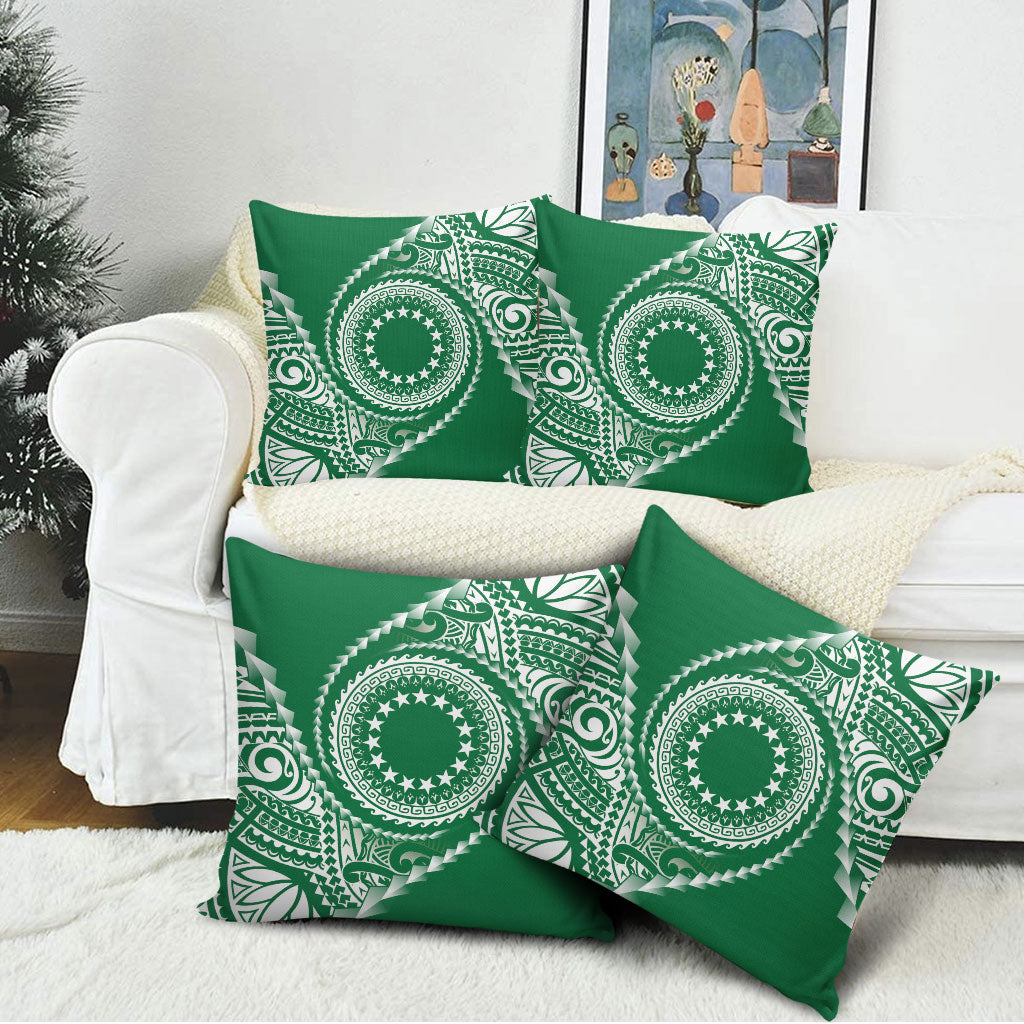 Cook Islands Gospel Day Pillow Cover Green Tribal Curves