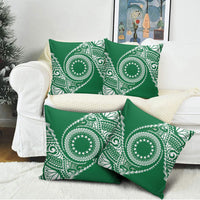 Cook Islands Gospel Day Pillow Cover Green Tribal Curves