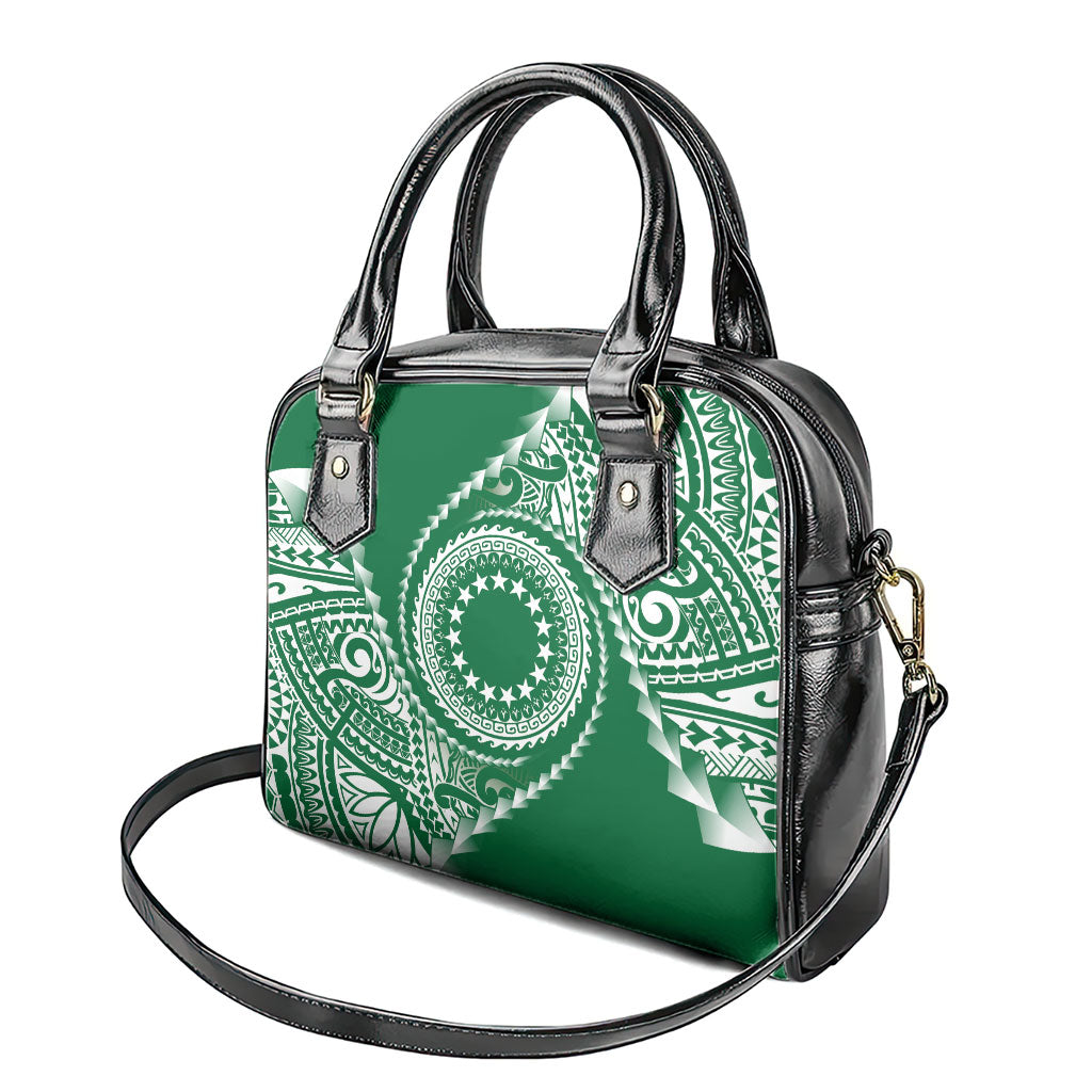 Cook Islands Gospel Day Shoulder Handbag Green Tribal Curves