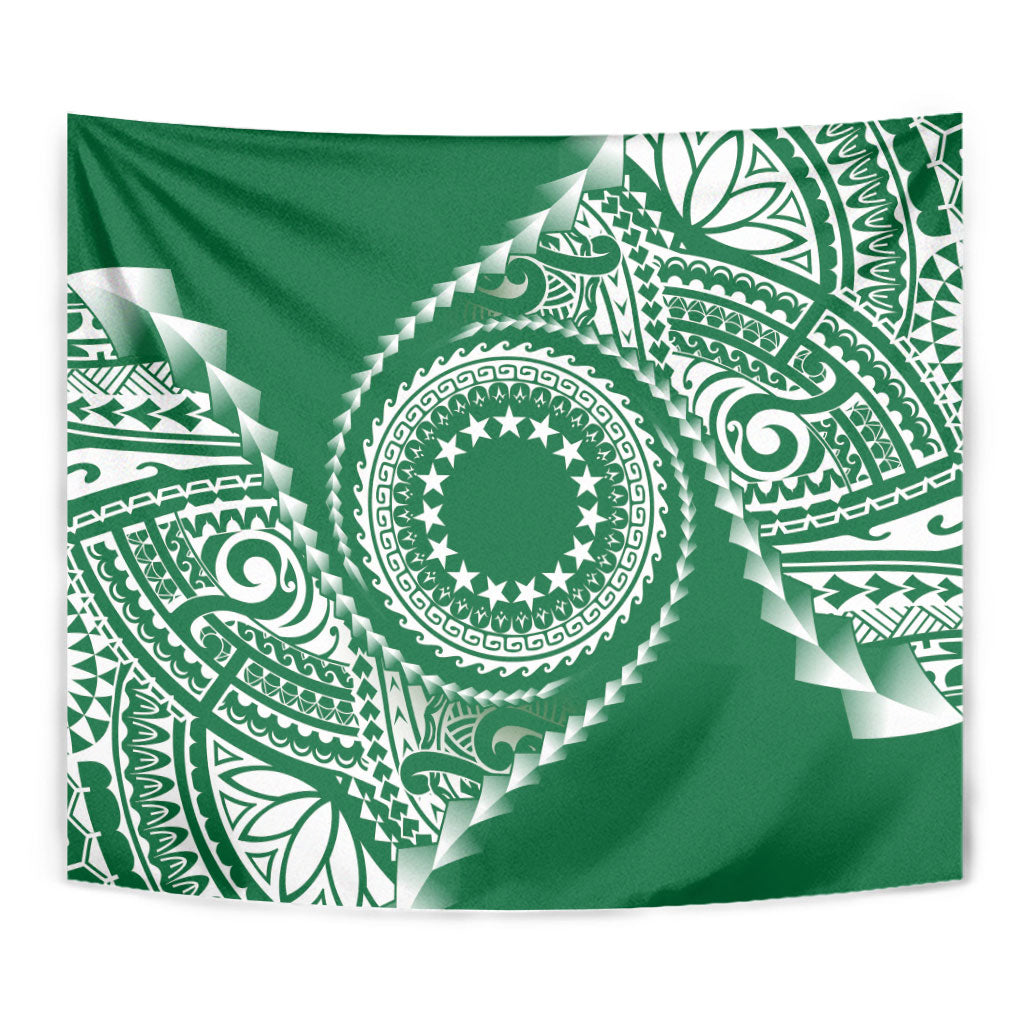 Cook Islands Gospel Day Tapestry Green Tribal Curves