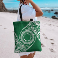Cook Islands Gospel Day Tote Bag Green Tribal Curves
