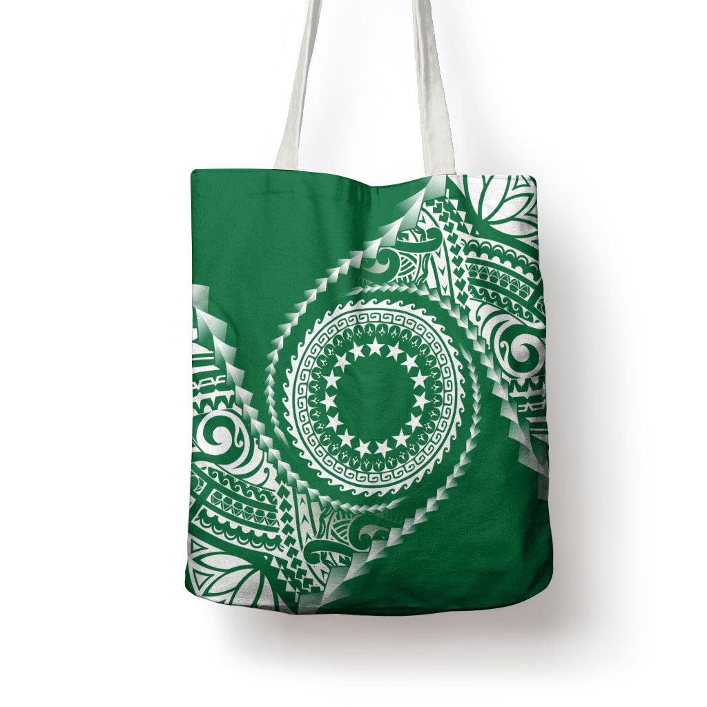 Cook Islands Gospel Day Tote Bag Green Tribal Curves