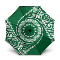 Cook Islands Gospel Day Umbrella Green Tribal Curves