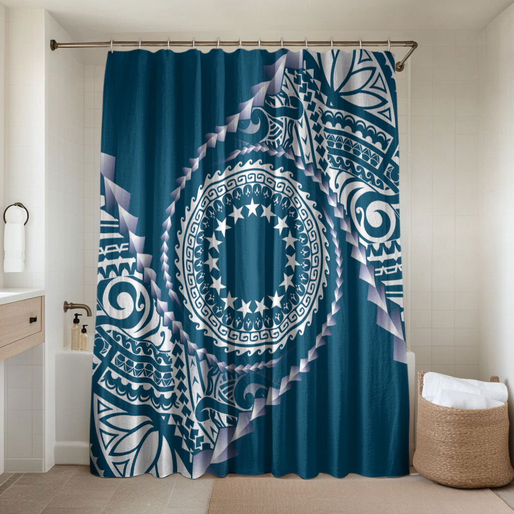 Cook Islands Gospel Day Bathroom Set Blue Tribal Curves