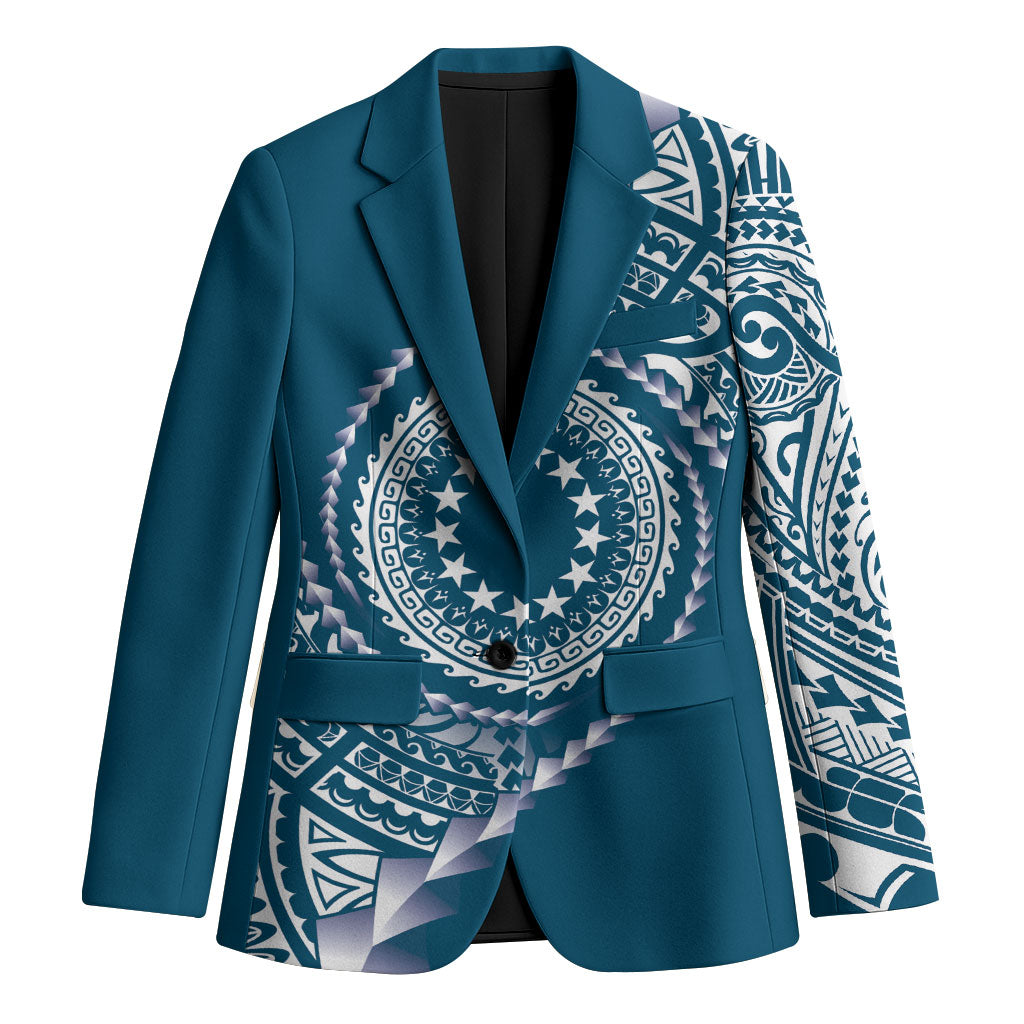 Cook Islands Gospel Day Blazer Blue Tribal Curves