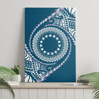 Cook Islands Gospel Day Canvas Wall Art Blue Tribal Curves