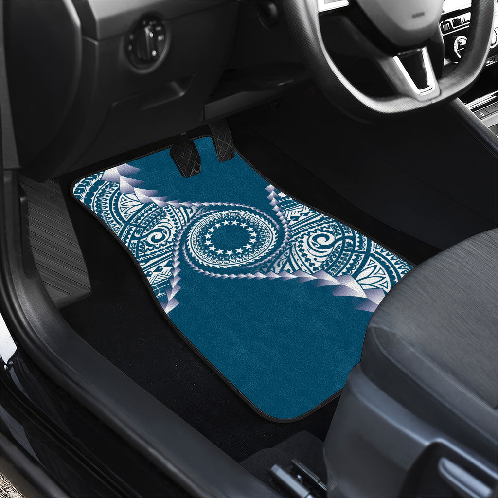 Cook Islands Gospel Day Car Mats Blue Tribal Curves