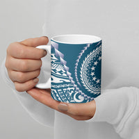 Cook Islands Gospel Day Ceramic Mug Blue Tribal Curves