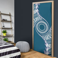 Cook Islands Gospel Day Door Cover Blue Tribal Curves