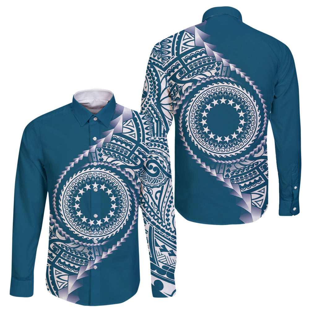 Cook Islands Gospel Day Family Matching Mermaid Dress and Hawaiian Shirt Blue Tribal Curves