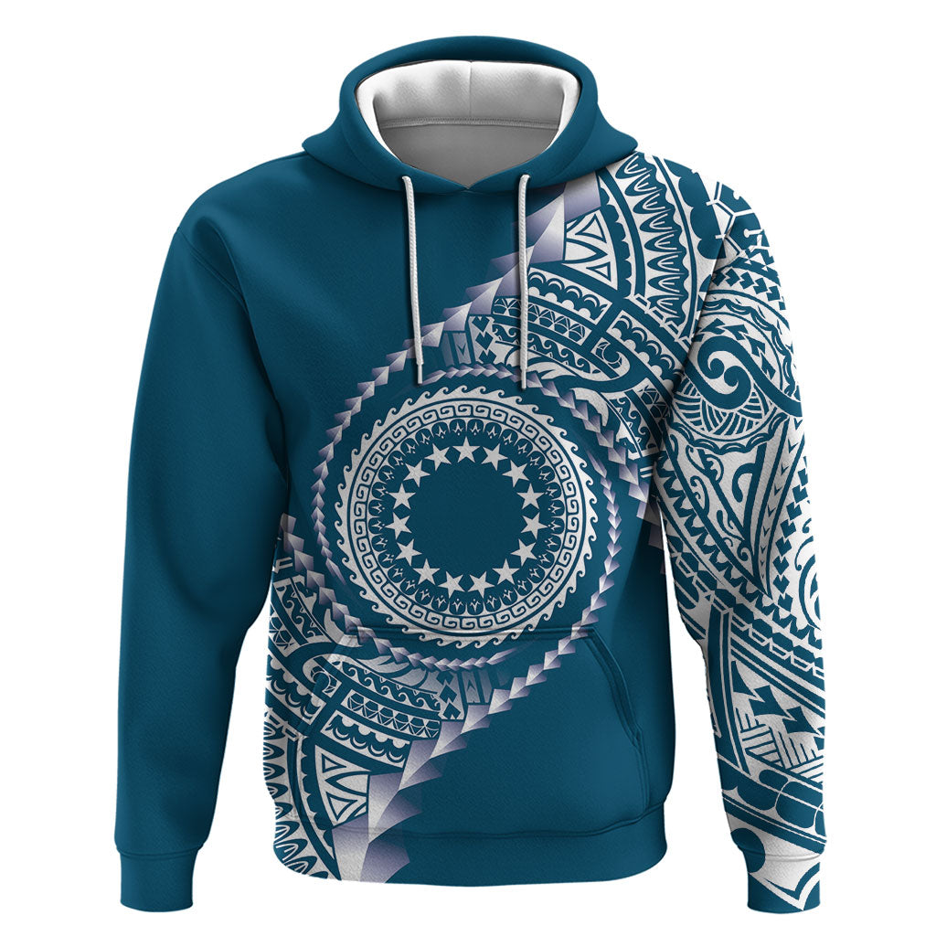 Cook Islands Gospel Day Hoodie Blue Tribal Curves LT05 Pullover Hoodie Blue - Polynesian Pride