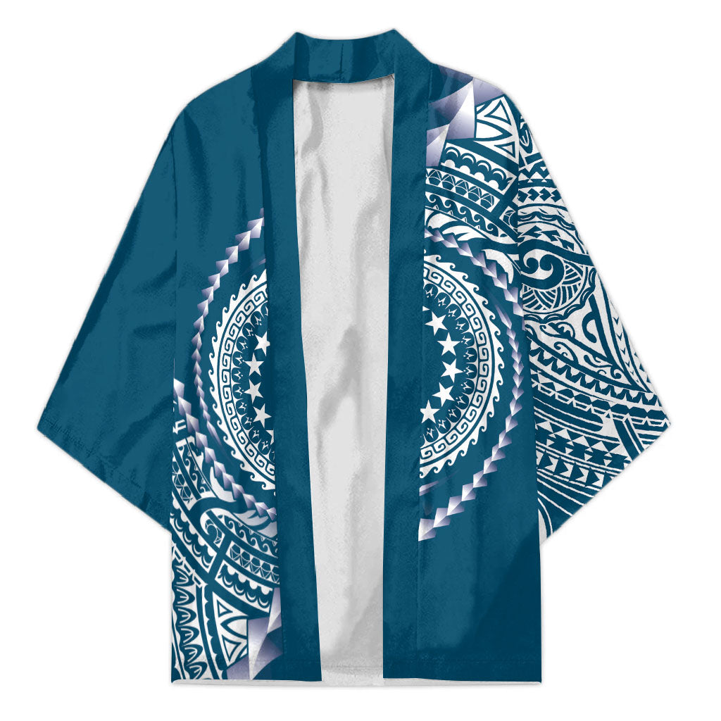 Cook Islands Gospel Day Kimono Blue Tribal Curves