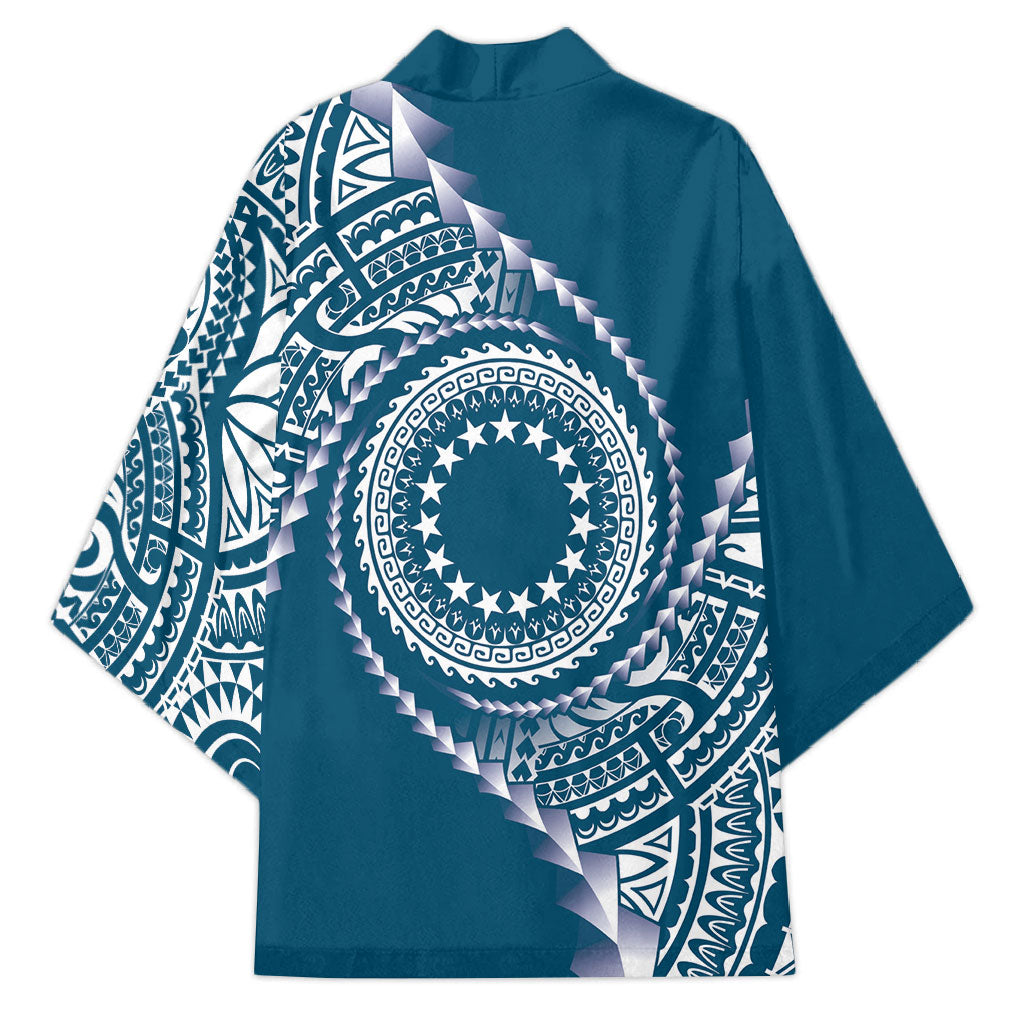 Cook Islands Gospel Day Kimono Blue Tribal Curves