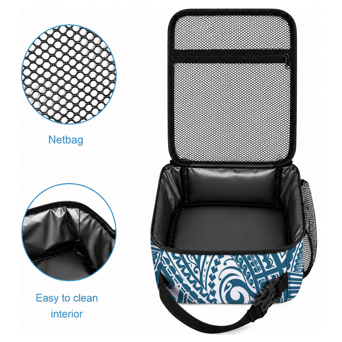 Cook Islands Gospel Day Lunch Bag Blue Tribal Curves