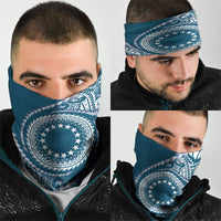 Cook Islands Gospel Day Neck Gaiter Blue Tribal Curves