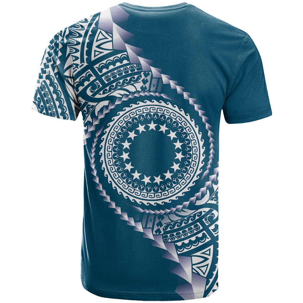 Cook Islands Gospel Day T Shirt Blue Tribal Curves