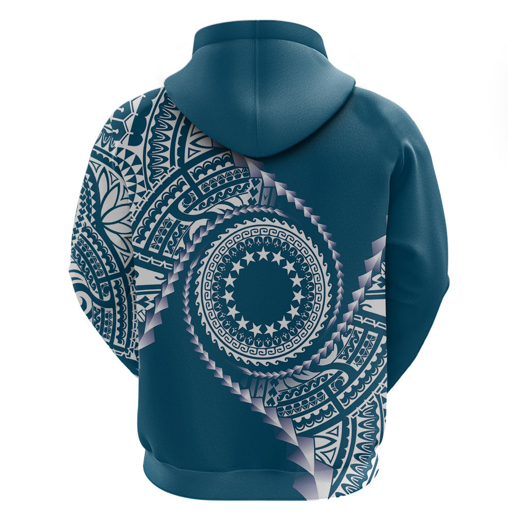Cook Islands Gospel Day Zip Hoodie Blue Tribal Curves
