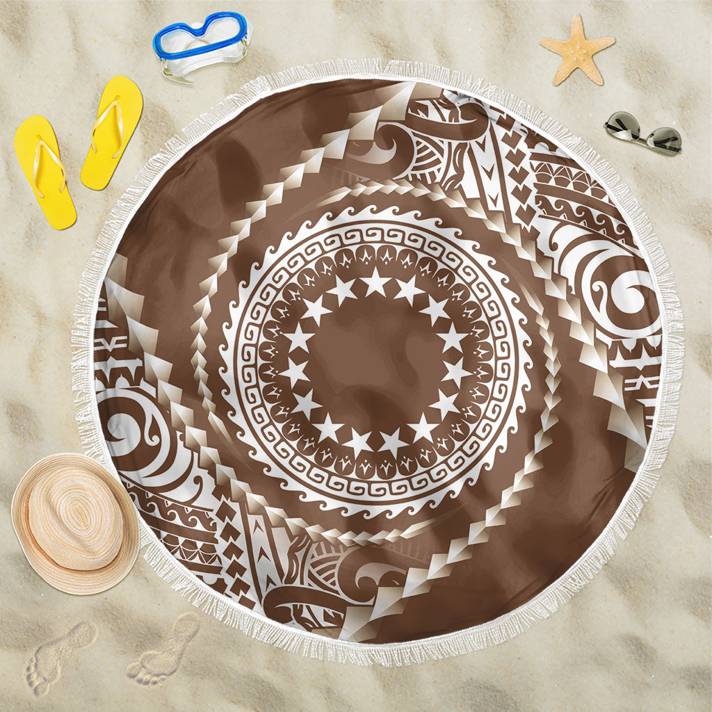 Cook Islands Gospel Day Beach Blanket Brown Tribal Curves LT05 One Size 150cm Brown - Polynesian Pride