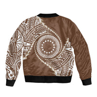 Cook Islands Gospel Day Bomber Jacket Brown Tribal Curves