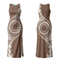 Cook Islands Gospel Day Couples Matching Tank Maxi Dress and Hawaiian Shirt Brown Tribal Curves
