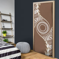 Cook Islands Gospel Day Door Cover Brown Tribal Curves