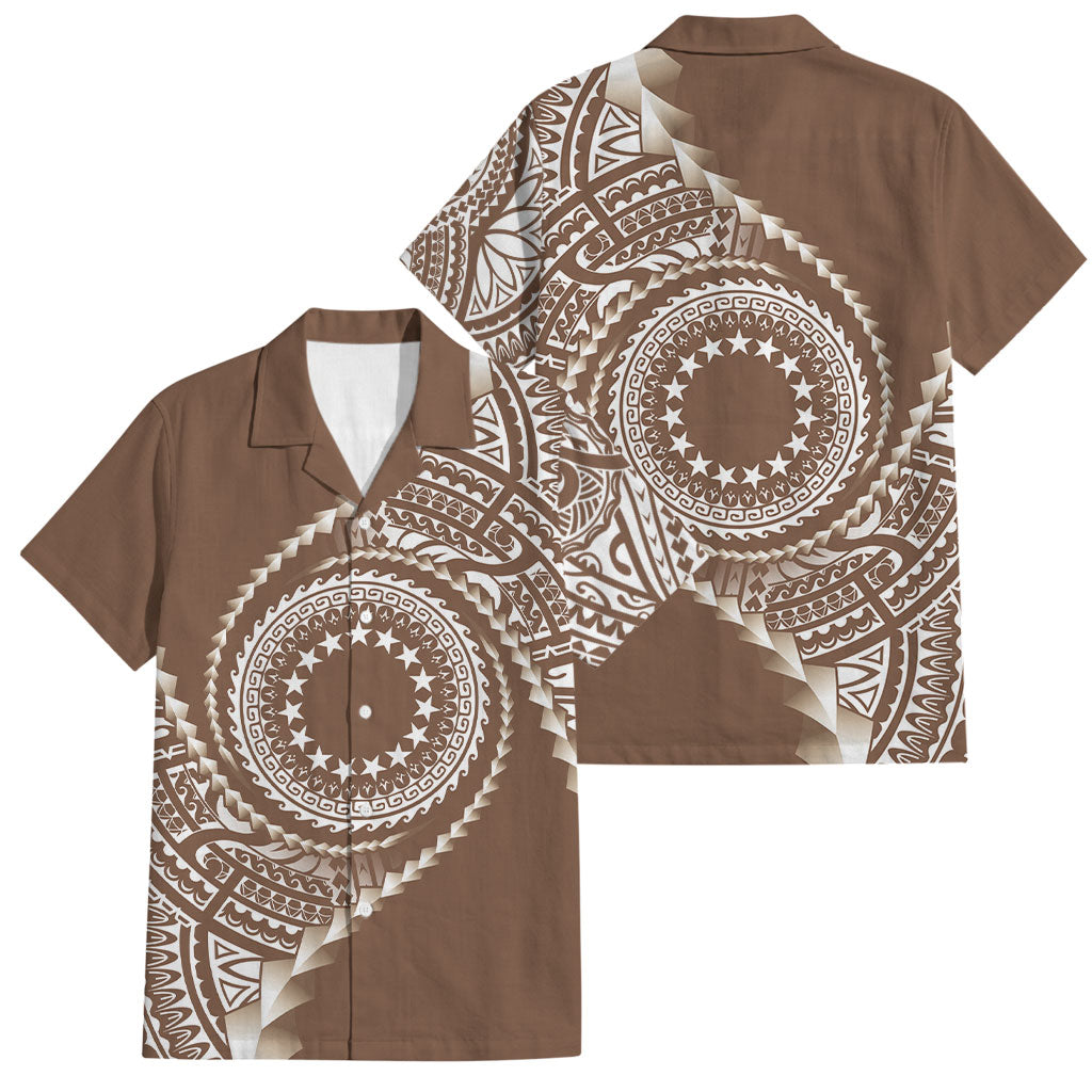 Cook Islands Gospel Day Family Matching Off The Shoulder Long Sleeve Dress and Hawaiian Shirt Brown Tribal Curves