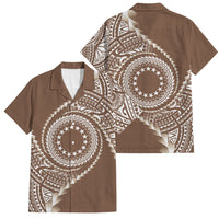 Cook Islands Gospel Day Family Matching Off Shoulder Maxi Dress and Hawaiian Shirt Brown Tribal Curves