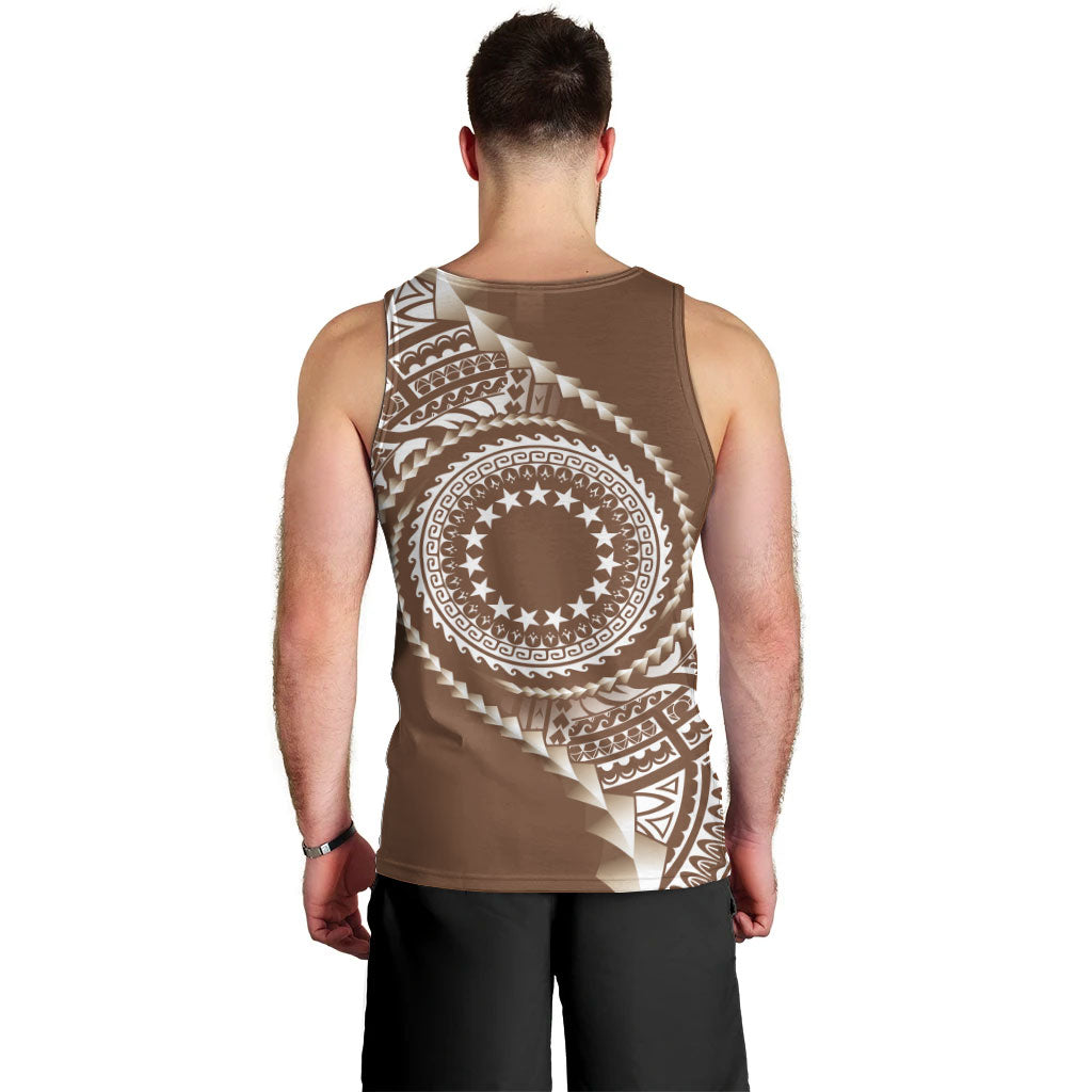 Cook Islands Gospel Day Men Tank Top Brown Tribal Curves