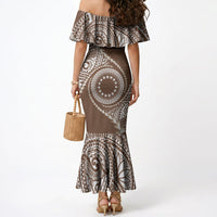 Cook Islands Gospel Day Mermaid Dress Brown Tribal Curves