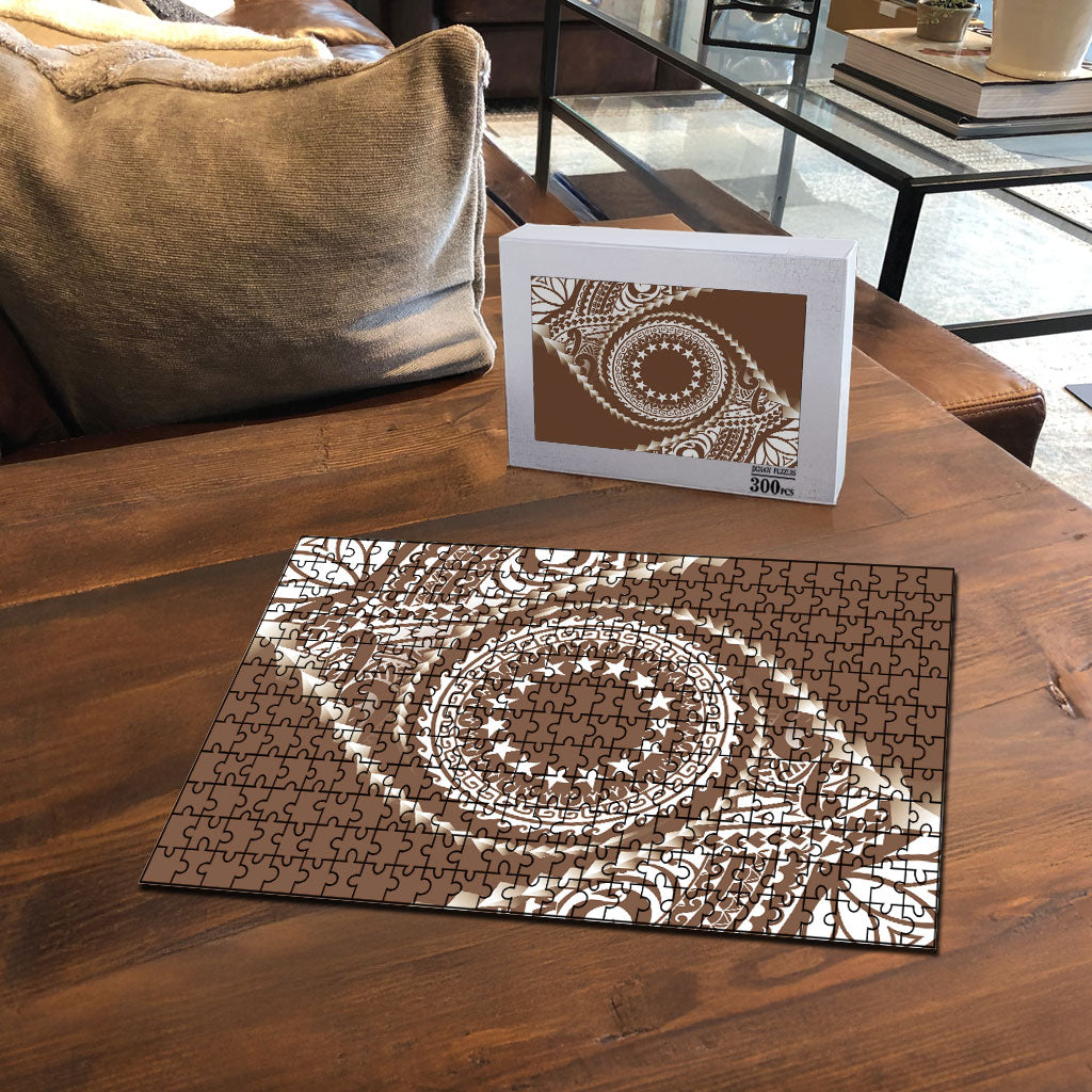 Cook Islands Gospel Day Puzzle Brown Tribal Curves