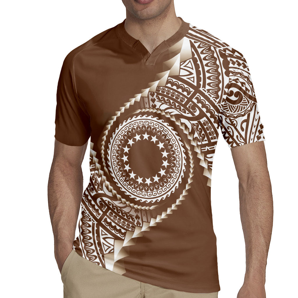 Cook Islands Gospel Day Rugby Jersey Brown Tribal Curves