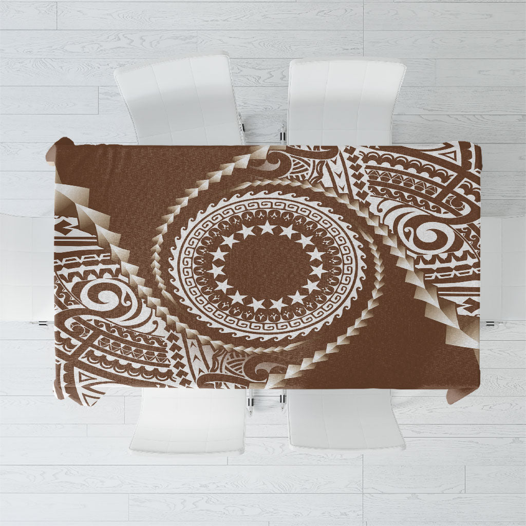 Cook Islands Gospel Day Tablecloth Brown Tribal Curves