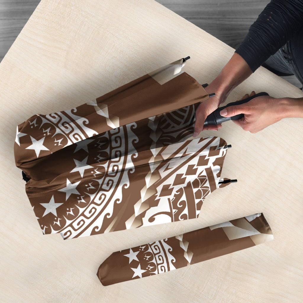 Cook Islands Gospel Day Umbrella Brown Tribal Curves